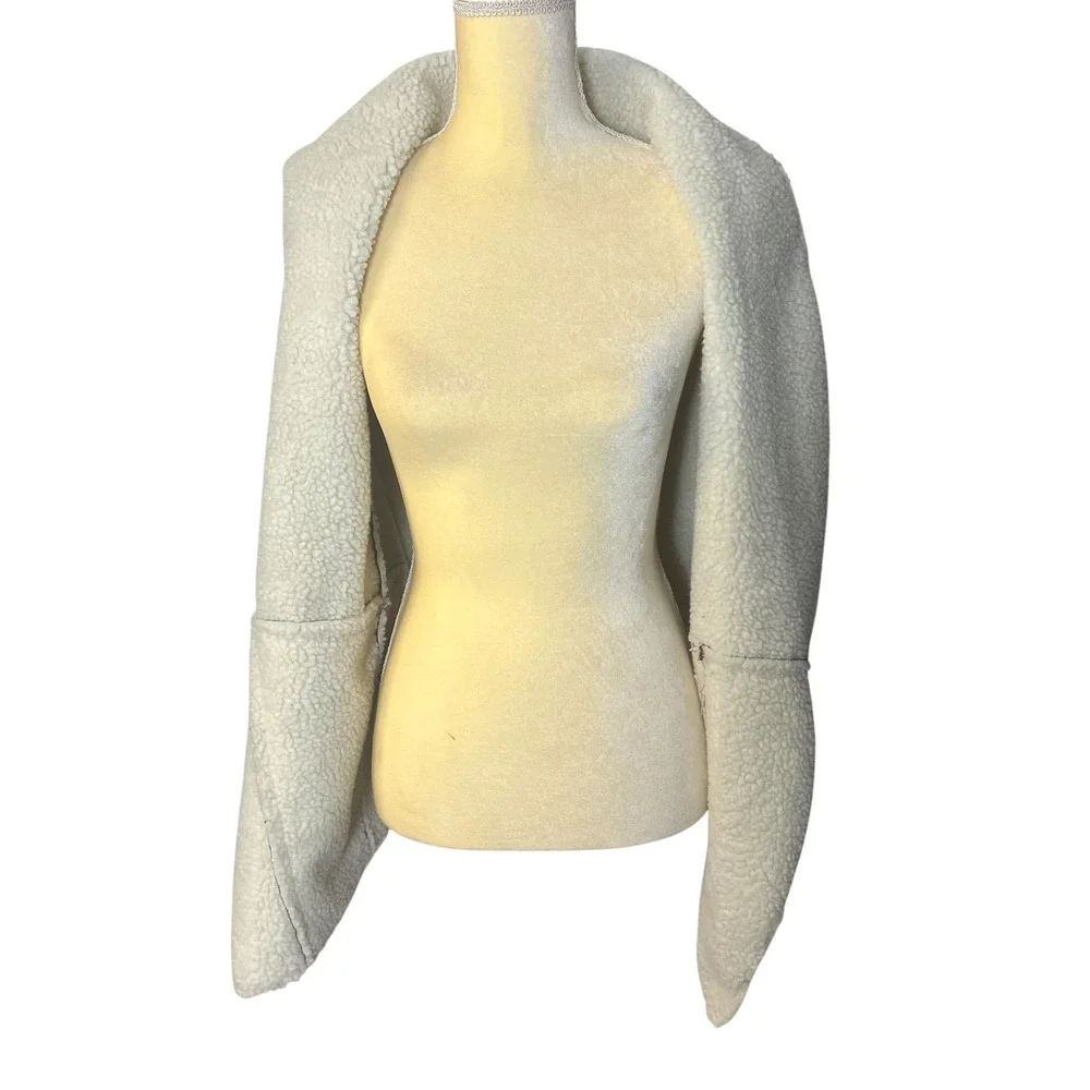 Faux Suede Sherpa Vest Womens Small Brown Sleeveless Drape‎ Open Front